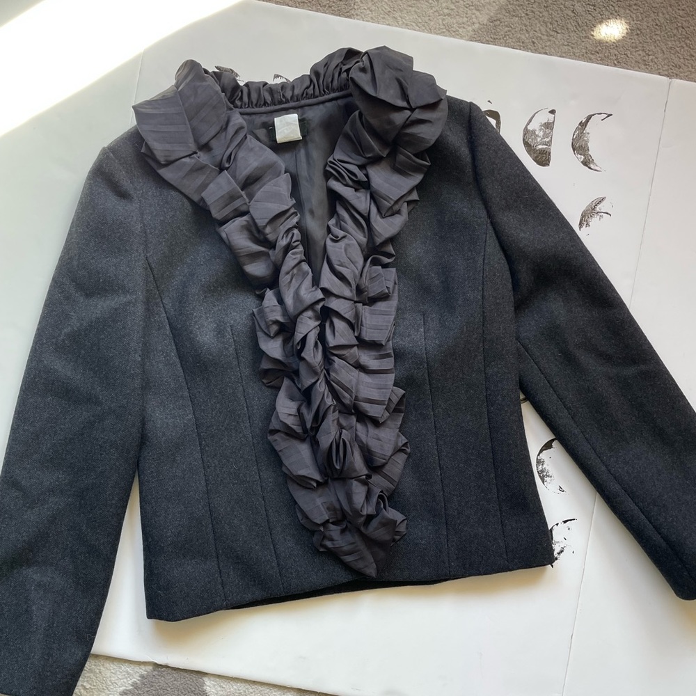 J Crew Wool Blazer Size 2 with Ruffle